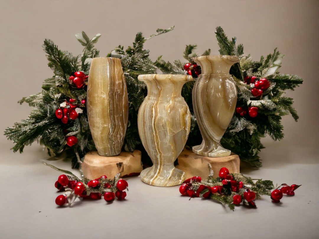 Handmade Onyx Vase Onyx Vase Set With Veins Onyx Vase Etsy