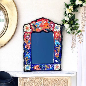 Decorative Ceramic Mirror, Handmade Mirror, Wall Mirror, Handmade Ceramic Detailed Mirror, Hanging Wall Mirror, Housewarming Gift image 8