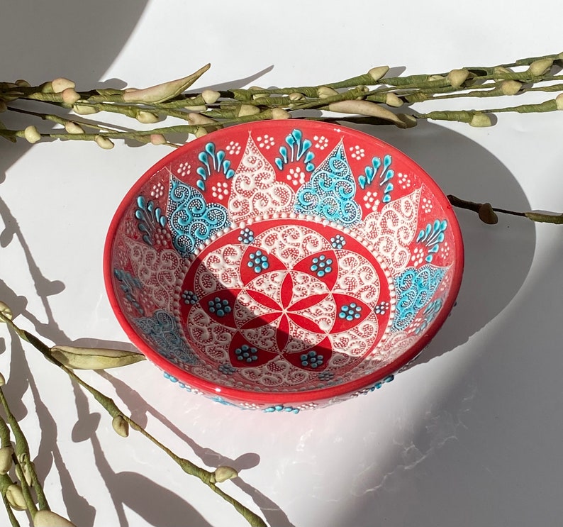 5.9'' Ceramic Bowl, Handmade Ceramic Bowl, Decorative Turkish Bowl, Ceramic Serving Bowl, Jewellery Bowl image 3