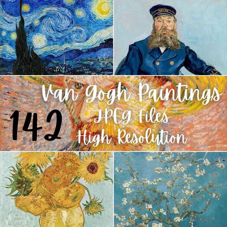 142 Vincent Van Gogh Paintings Bundle. High Resolution JPEG Files for