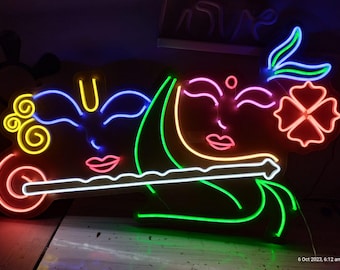 Radha Krishna Custom Neon Sign – Hindu Spiritual Decor