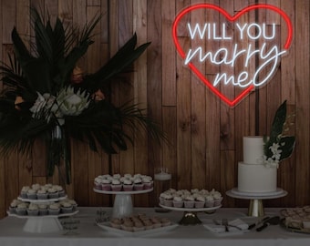 Will You Marry Me Heart Neon Sign | Custom LED Wedding Decor