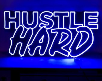 Custom 'Hustle Hard' LED Neon Sign | Wall Decor