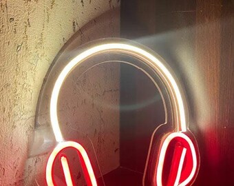 Headphones Neon Light Sign – Music Lover LED Decor