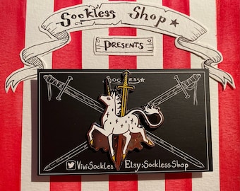 Medieval Unicorn with Sword Pin