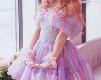 Fairy magic dress, corset mimi dress, Magic Dress, Rainbow dress, Exclusive Dress, Christmas Dress Mini, Mermaid Dress