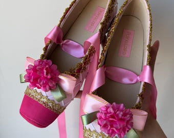 Zapatos de ballet de cosplay de princesa bailarina Genevieve
