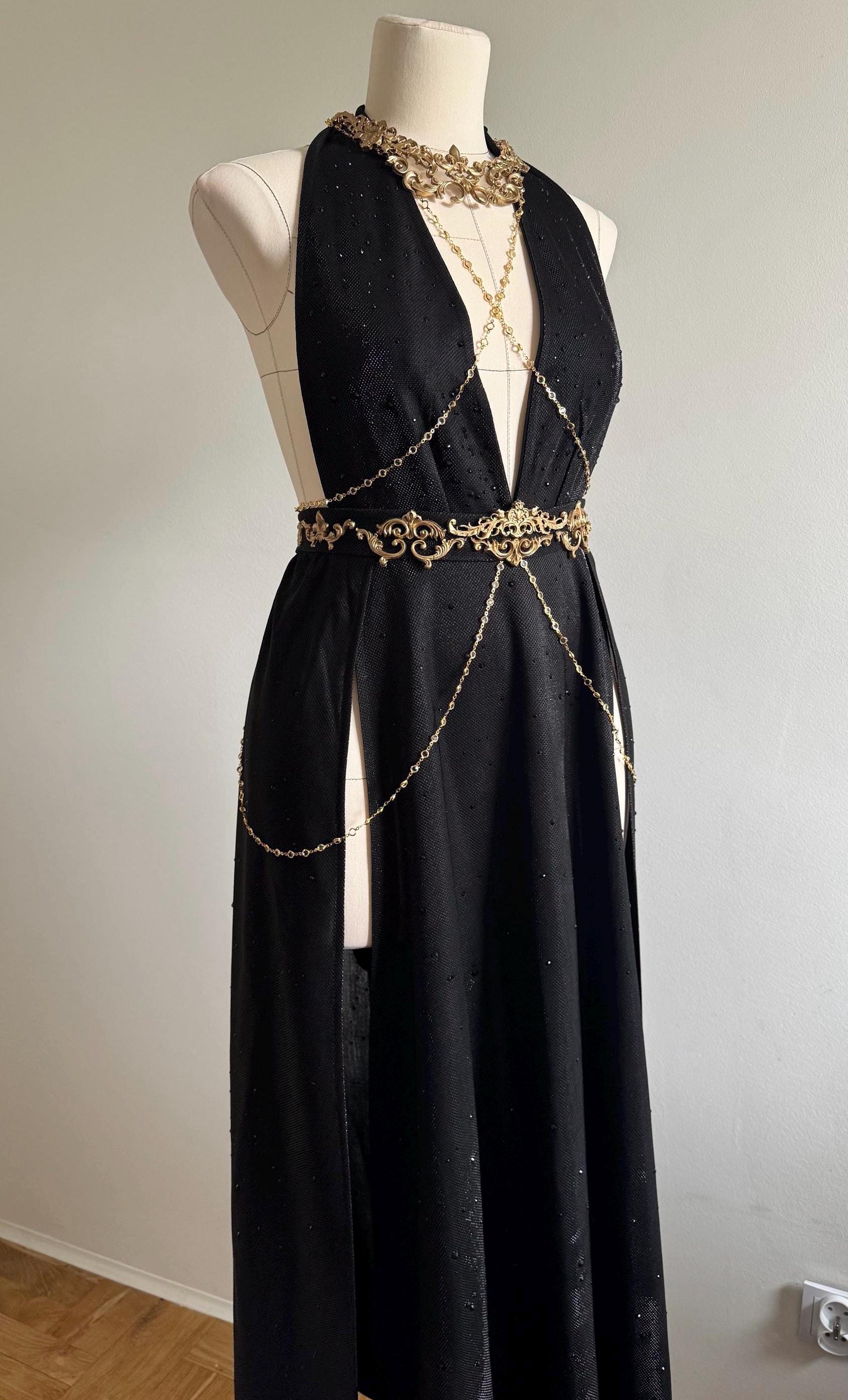 black and gold fantasy dress Dragon Rider Skater Dress 2XL-16 main image 0