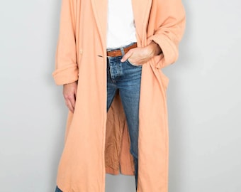 Oversize Vintage Mantel Wolle Kaschmir Wollmantel Apricot 90er Jahre