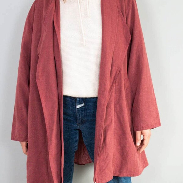 Vintage Oversize Jacke Parka Mantel Beere Rot 90er Jahre