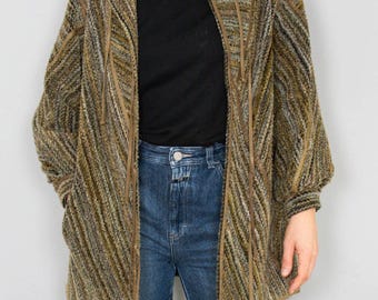Jacket Vintage Leather Jacket Werner Graumann Khaki Designer Fashion 80s Oversize
