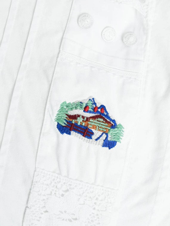 Weiße Bluse Folklore Vintage Stickereien Puffärme… - image 2