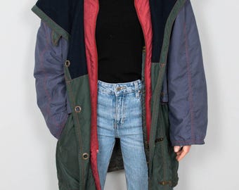 Vintage Parka Jacket Oversize Wool 80s Transition Jacket Colorful