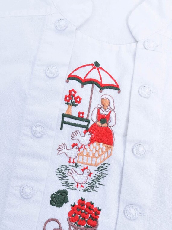 Folklore blouse vintage white embroidery 90s - image 2