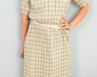 Bogner Kleid Vintage Designerkleid Kariert Karokleid Midikleid Baumwolle 90er Jahre