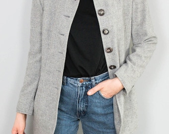 Valentino Blazer Lana Seda Vintage Diseñador Etiqueta Crema Gris