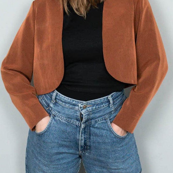 Vintage Kurzjacke Blazer Rostrot Cropped Jacke 90er Jahre