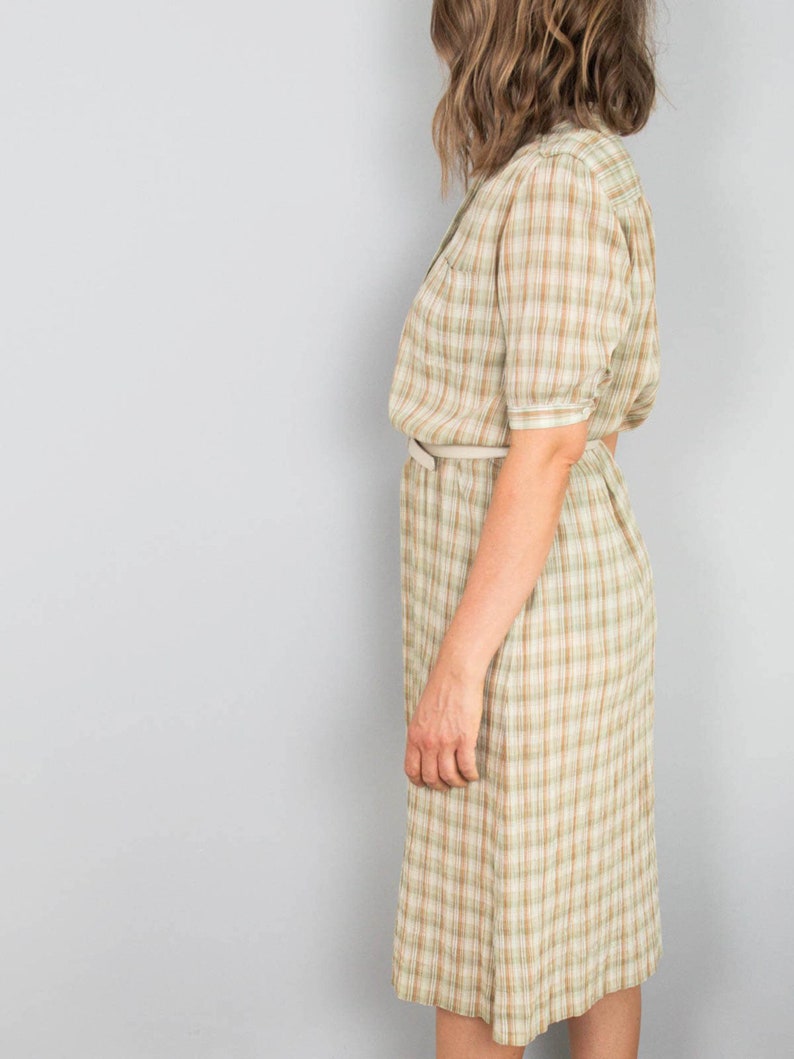 Bogner robe vintage designer robe à carreaux robe midi robe coton années 90 image 3