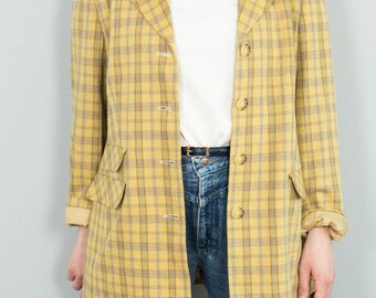 Blazer vintage giallo a quadri oversize anni '90