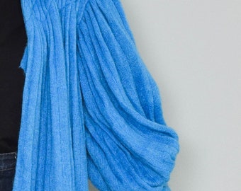Vintage Mantel 80er Jahre Oversize Wollmantel Blau Wolle Barcelona