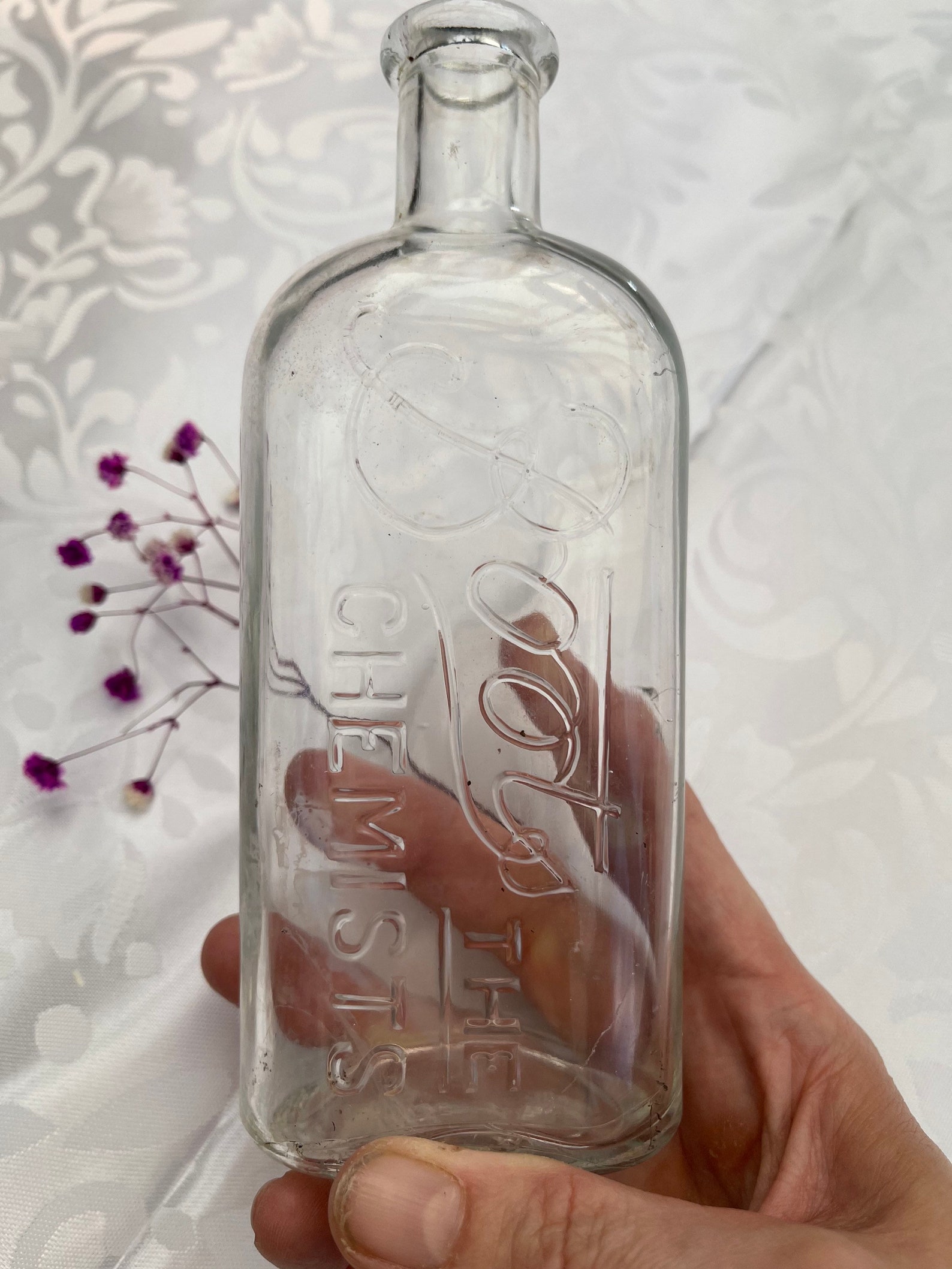 Boots The Chemist Clear Glass Bottle Druggist Bottle Etsy