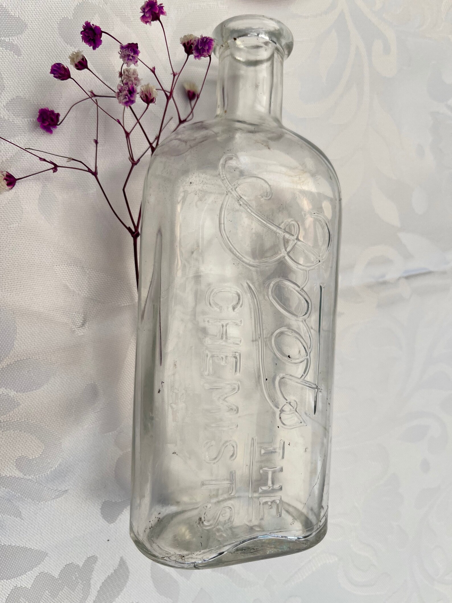 Boots The Chemist Clear Glass Bottle Druggist Bottle Etsy
