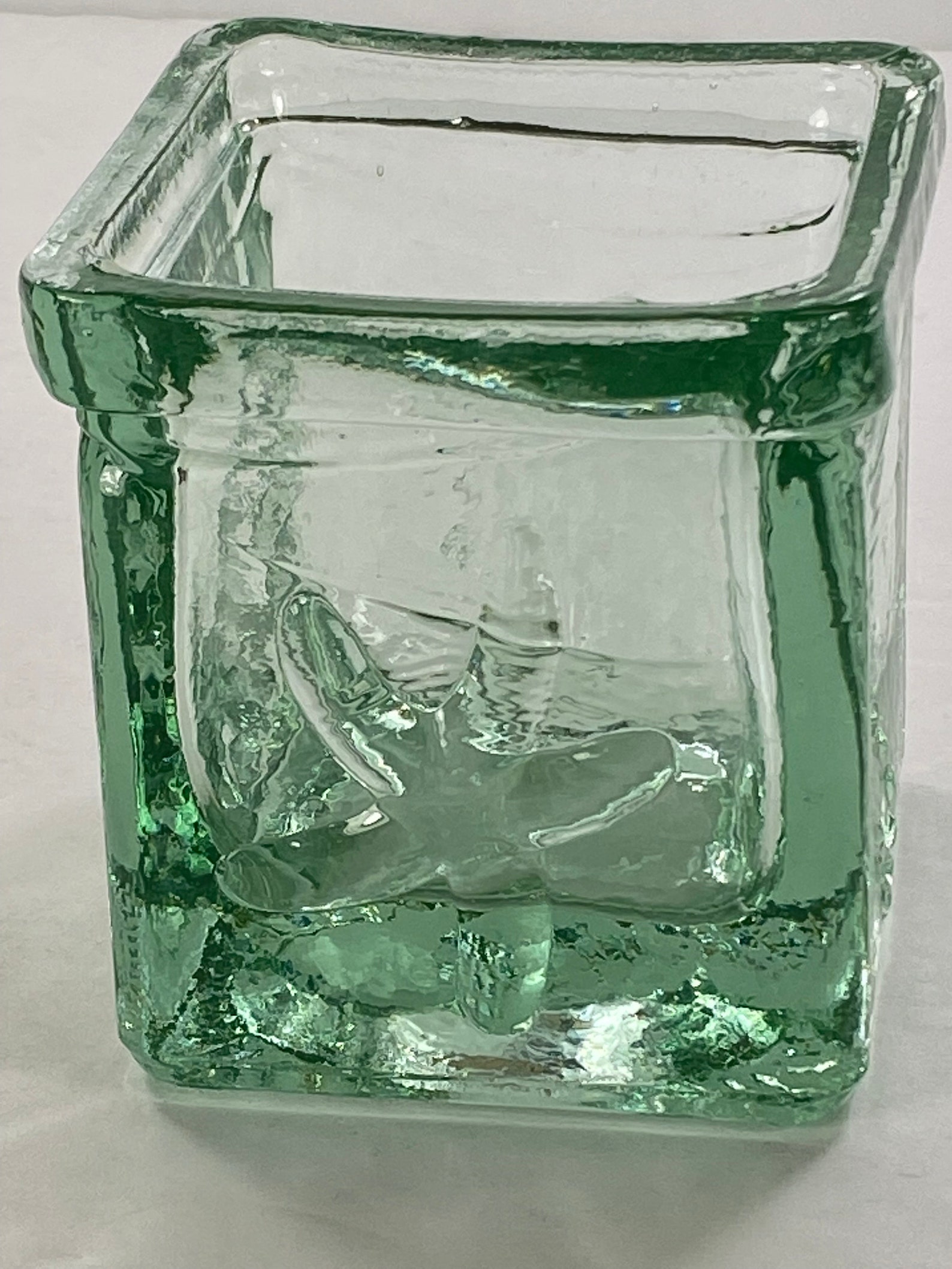 Vintage Recycled Green Glass Square Votive Etsy