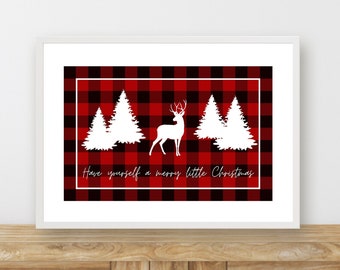 Have Yourself A Merry Little Christmas Wall Art Printable, Christmas Wall Art, Buffalo Plaid
