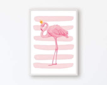 Nursery Flamingo Wall Art, Nursery Decor, Nursery Print, Child Room Decor, Playroom Decor