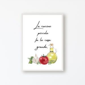 La Cucina Piccola fa La Casa Grande, Italian Kitchen Wall Art, Decoración de cocina, Cita italiana