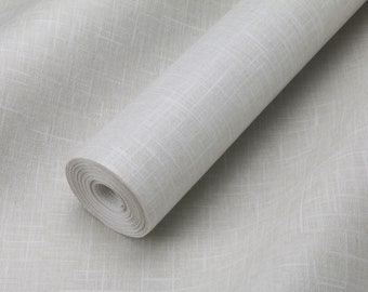 Textured Linen Vinyl Wallpaper | Modern Off White Wallcovering
