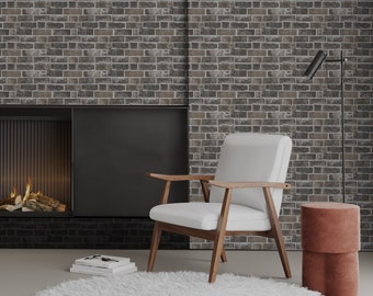 Vintage Brick Vinyl Wallpaper, Textured Wall Covering