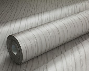 Textured Vertical Stria Vinyl Wallpaper | White or Gray