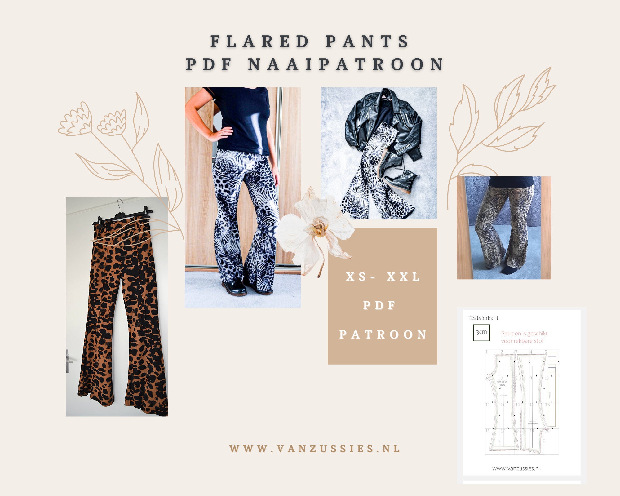 Flared pants pdf patroon Etsy Nederland