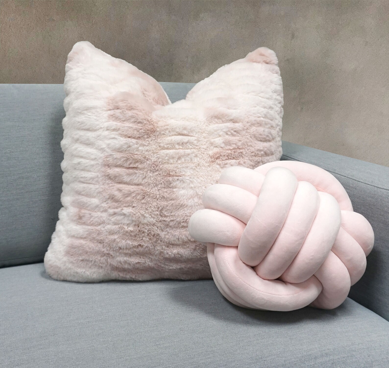 Velvet Knot Ball Pillow Baby Pink. Home Décor. Contemporary Etsy