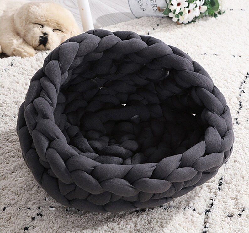Handwoven Knit Pet Bed Durable Cozy Knitted Pet Bed Etsy