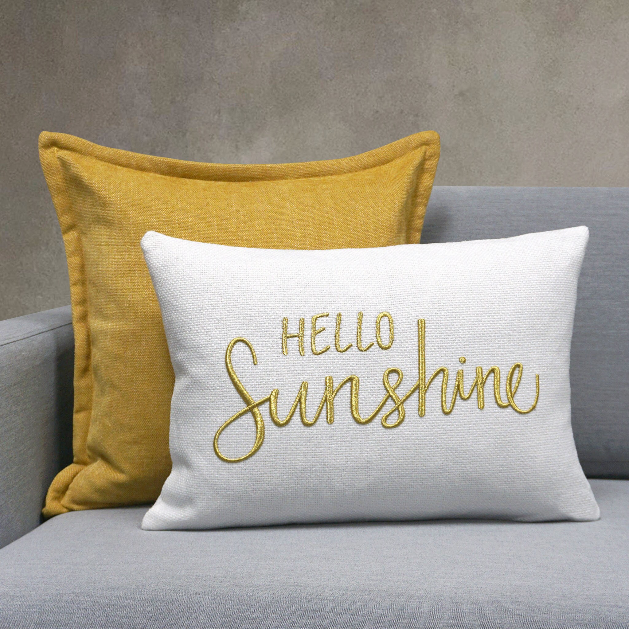 Hello Sunshine Metallic Linen Pillow Cover White/Gold. Home Etsy