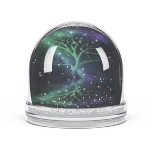 Personalized Panther Galaxy Snow Globe, Nebula Tree & Milky Way Reflection, Cosmic Panther Art Globe, Custom Name Gift Decor