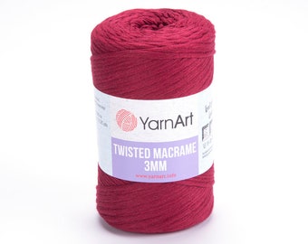 Yarnart Twisted Macrame 3MM - Macrame, Macrame Koord, Macrame Tas, Macrame Rug, Gekamd Macrame, 8,80 Oz, 213,25 Yds, 80% Katoen