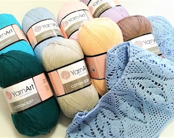Yarnart Cotton Soft - Knitting Yarn, 3.52 Oz, 656 Yds   Baby Yarn, Summer Yarn, Crochet Yarn, Amigurumi Yarn, Anti-Pilling Yarn, 55% Cotton,