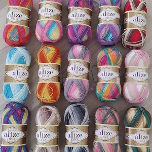 Alize Diva Batik yarn, 100% acrylic, 100 grams, 350 meters, yarn baby clothes, yarn baby crown, yarn baby dress,
