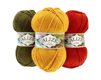 Alize Burcum Klasik, 100% Microfiber Acrylic, Crochet Yarn, Cardigan Yarn, Hat Yarn, Scarf Yarn 100 grams