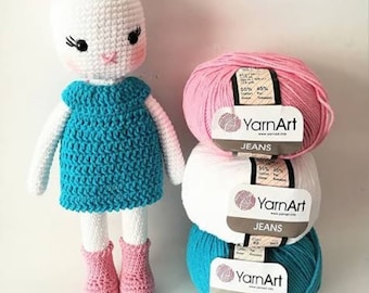 Hilo de algodón para amigurumi, hilo vaquero Yarnart, lanas para bebé a crochet, hilo vaquero, hilo de algodón para amigurumi, algodón para amigurumi, hilo para crochet