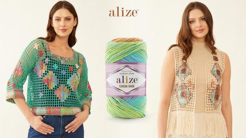 Alaze Label Alize Cotton Gold Batik Multicolor Yarn, 100 Grams, 330 Meters, Crochet ...