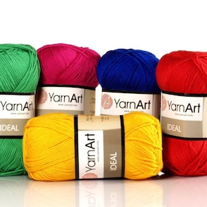 Yarnart Ideal -  100% Cotton Yarn, Summer Yarn, Crocheting Yarn,Knitting Yarn, Amigurumi Yarn,  Baby Yarn, 1.76 Oz, 185.91 Yds, 50 grams