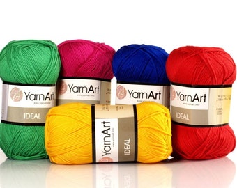 Yarnart Ideal -  100% Cotton Yarn, Summer Yarn, Crocheting Yarn,Knitting Yarn, Amigurumi Yarn,  Baby Yarn, 1.76 Oz, 185.91 Yds, 50 grams