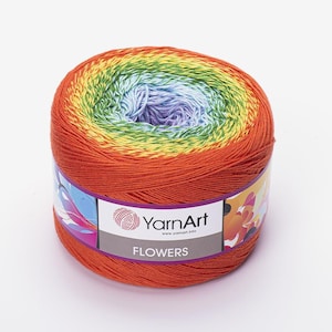 Multicolor Strickwolle Yarnart Flowers Sommergarn, Schalengarn, Kleidergarn, 55% Baumwolle, 250 Gramm, 1000 Meter