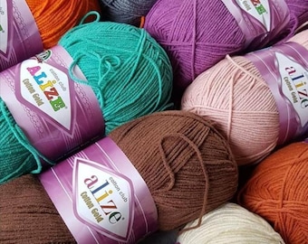 Hilo Alize Cotton Gold, 100 gramos, 330 metros, amigurumi crochet, hilo de algodón para bebé, hilos de algodón para amigurumi, hilos para muñecas amigurumi