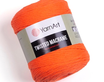 Yarnart gedraaid macramé - macramétapijt van 60% katoen, macramé, macramékoord, macramétouw, gehaakt macramé, macramétas, 500 gram, 17,6 oz