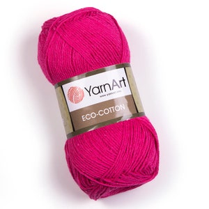 Yarnart Eco Cotton Knitting Yarn,  Summer Yarn, Crochet Yarn, Amigurumi Yarn, Organic Yarn, Baby Yarn, 100 gram, 80% Cotton Yarn,